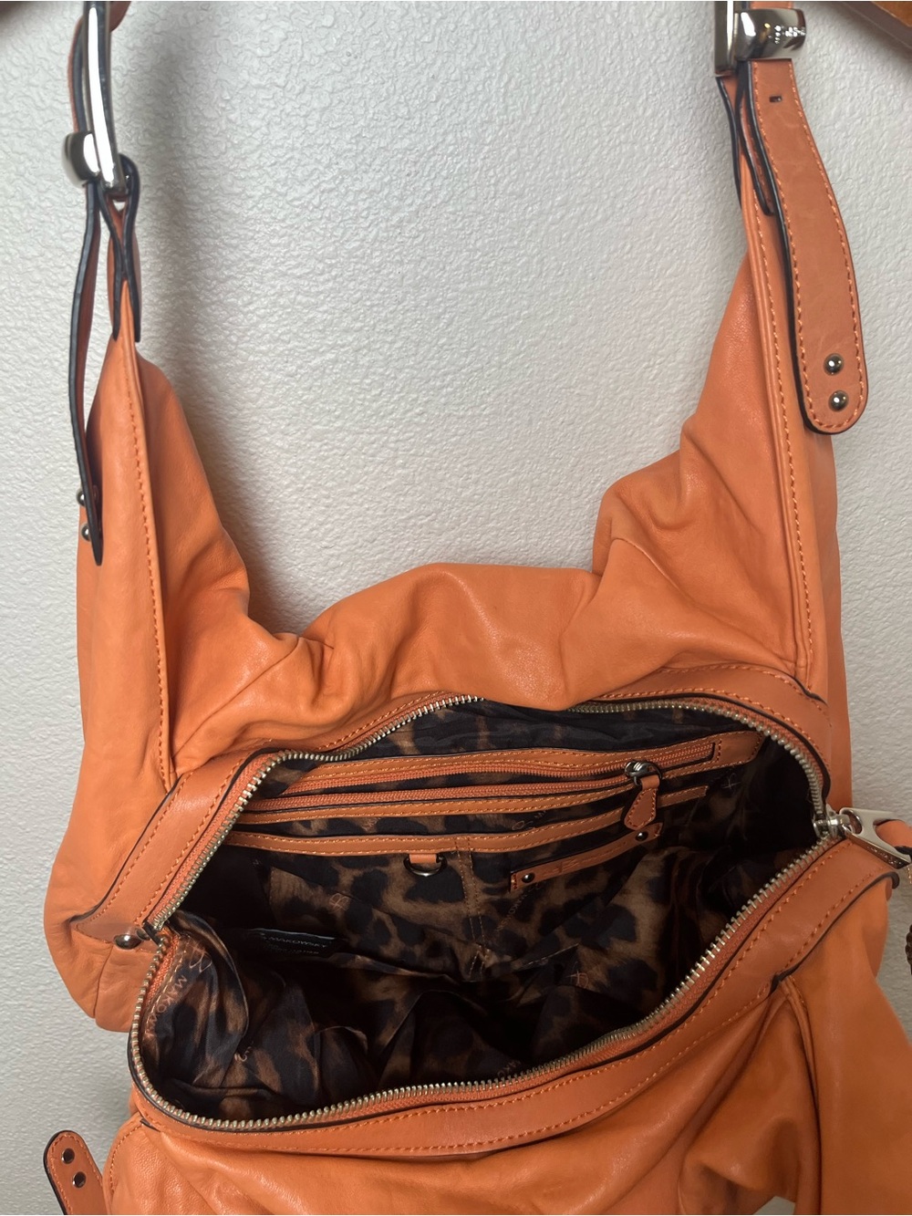 b. makowsky Vintage Y2K Orange Stud-Trim Hobo Shoulder Bag - Picture 6 of 6